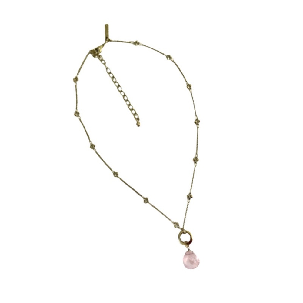 WHBM Crystal Charm Pendant Necklace Pale Pink Gold Tone - Picture 2 of 10